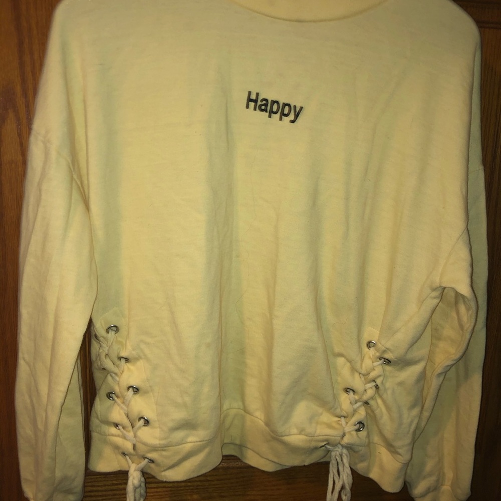 Yellow “happy” sweater